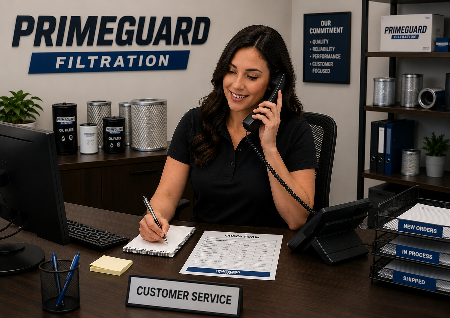 Primeguard Filtration customer service representative at the support desk